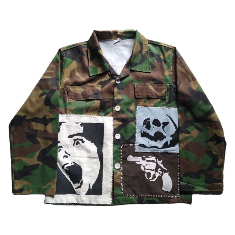 nego jacket army camo loreng reworked custom handmade diy patch sablon