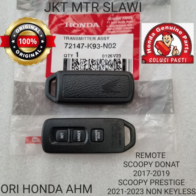 72147-K93-N02 remote scoopy f1 new esp,  Scoopy prestige non keyless  2017-2023 dealer resmi hgp, or