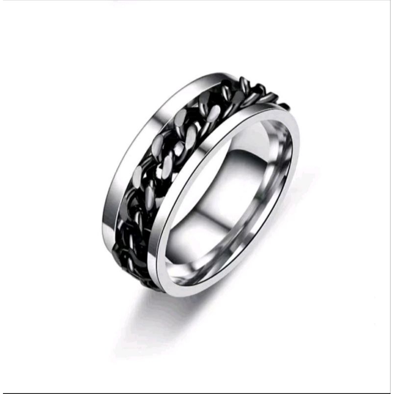 RK Cincin titanium original anti karat model rantai tengah