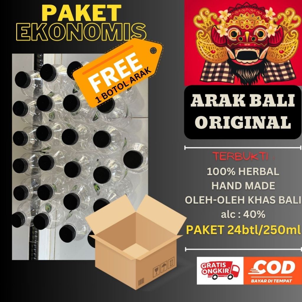 

[PAKET] 24btl + Gratis 1 btl ARAK BALI ORIGINAL 250ml ALC 40-50, MINUMAN RAMUAN, HERBAL.