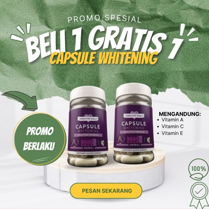 Kapsul Pemutih Badan dan Wajah CAPSULE WHITENING BPOM Permanen Tercepat Pria Wanita Obat Pemutih Ala