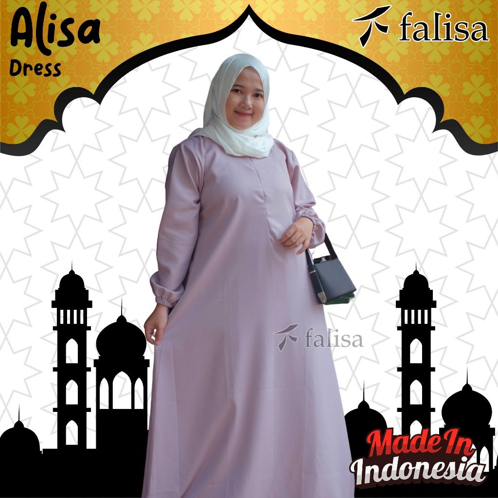 DRess Wanita FALISA Gamis Syar'i Terbaru Kekinian Elegan Mewah Baju Muslim Remaja Syari Lebaran Warn