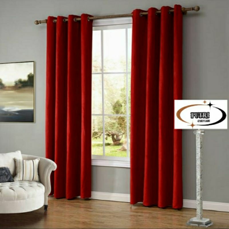 Gorden blackout khusus merah marun gorden pintu dan jendela minimalis modern