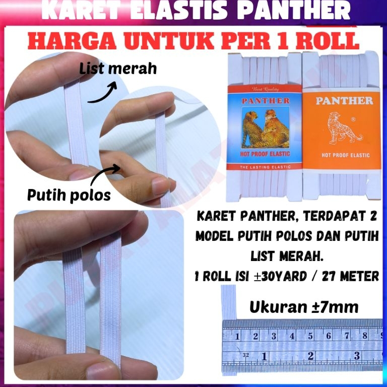 

✦BEST SELLER✦ KARET ELASTIS PUTIH 7MM MERK PANTHER PER ROLL