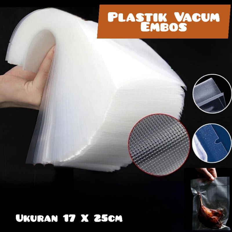 Plastik Vacum Embos/ Embos Plastik Vacum Sealer Uk 17x25cm/ Plastik Vacum Bag Harga Untuk 1PCS
