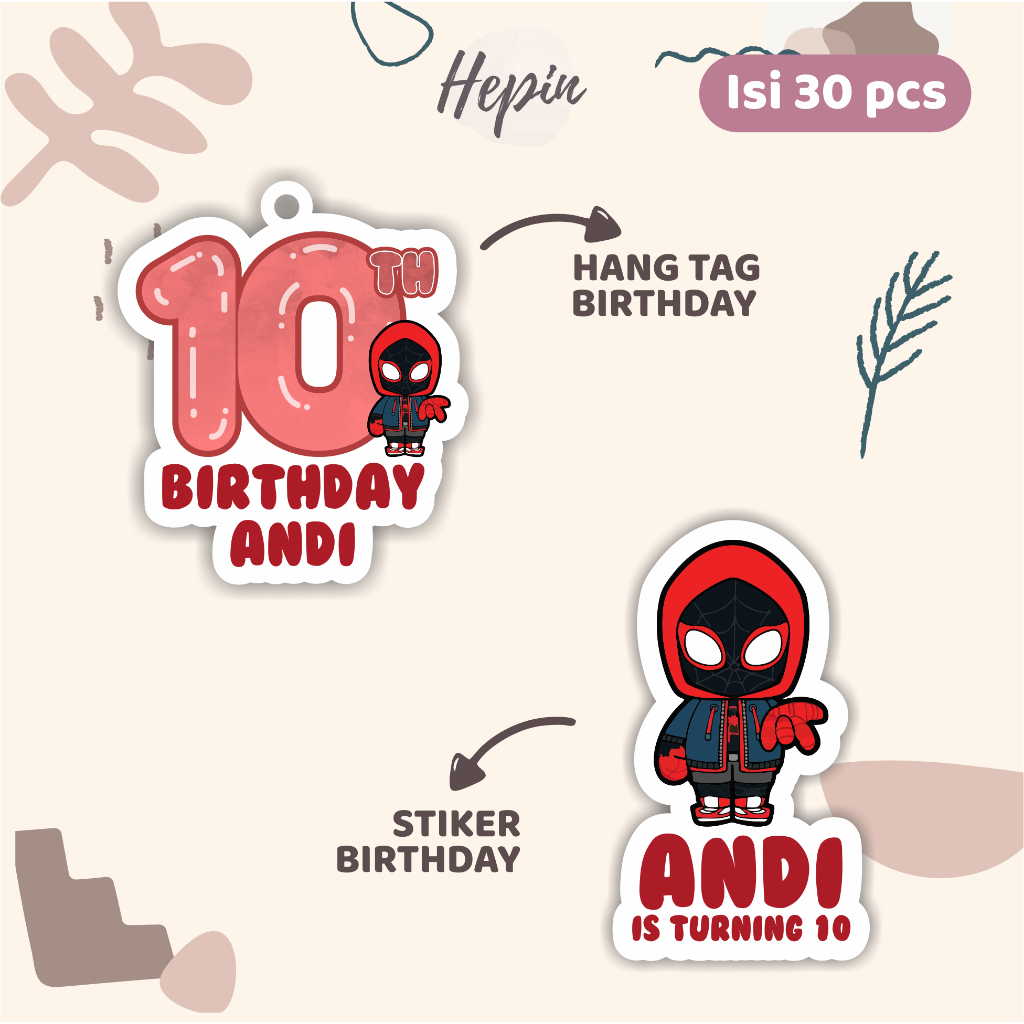

(30pcs) diecut Hang tag & stiker ulang tahun edisi SPIDERMAN /lucu/label tag ulang tahun murah/hang tag ulang tahun/tag souvenir ulang tahun/stiker nama ualang tahun/diecut stiker&t ag