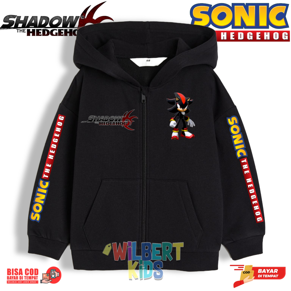 Hoodie Zipper Anak Sonic The Hedgehog Shadow / Jaket Anak Shadow The Hedgehog