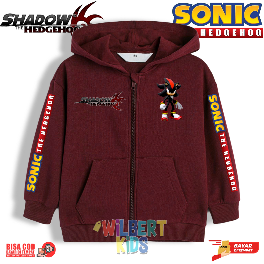 Gratis Ongkir Hoodie Zipper Anak Sonic The Hedgehog Shadow / Jaket Anak Shadow The Hedgehog