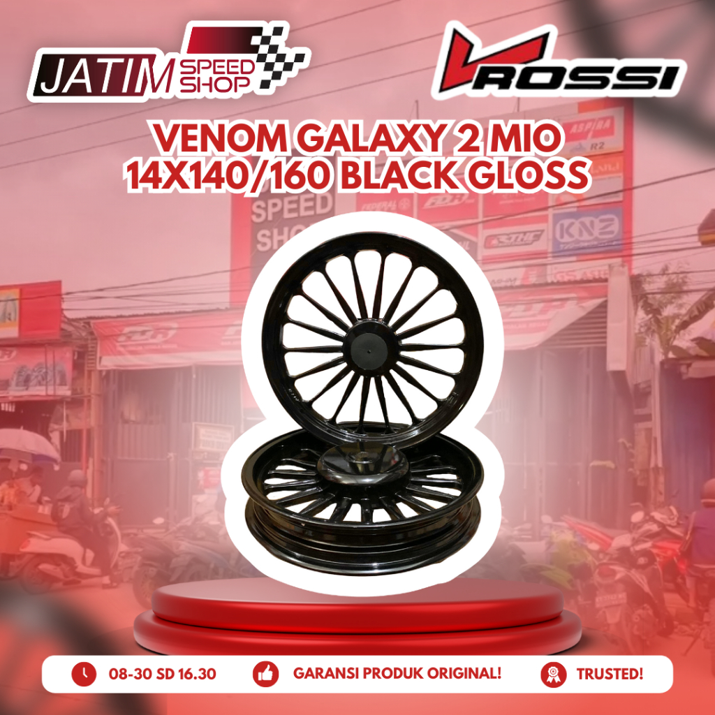 VELG VROSSI GALAXY VENOM 2 BLACK GLOSSY 14x140/160 UNTUK MIO KWDT MIO M3 KW DT PALANG 18 ORI