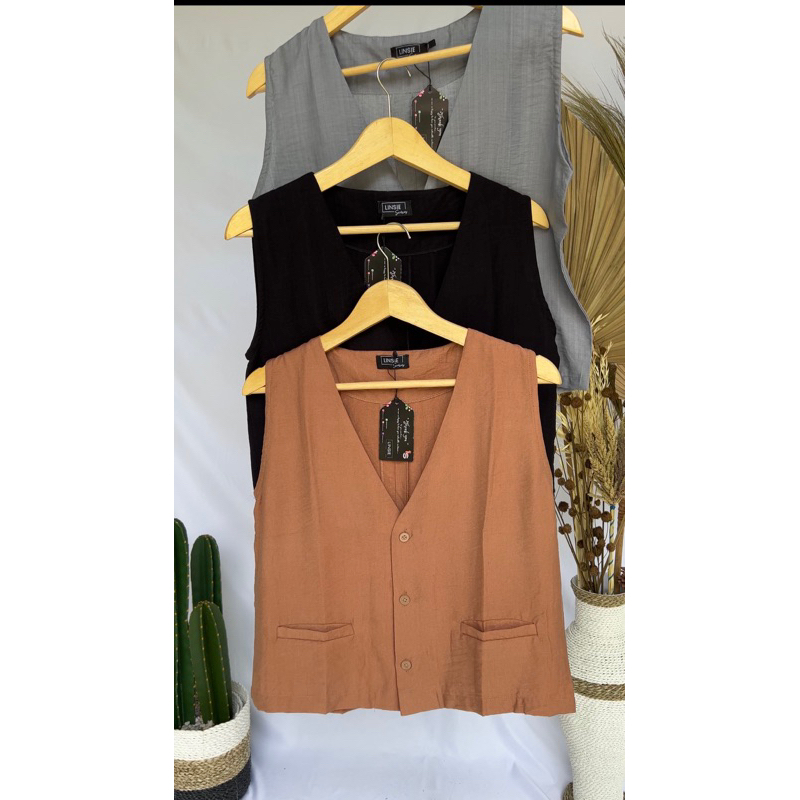 Linen Vest | Vest wanita | Rompi wanita | outer