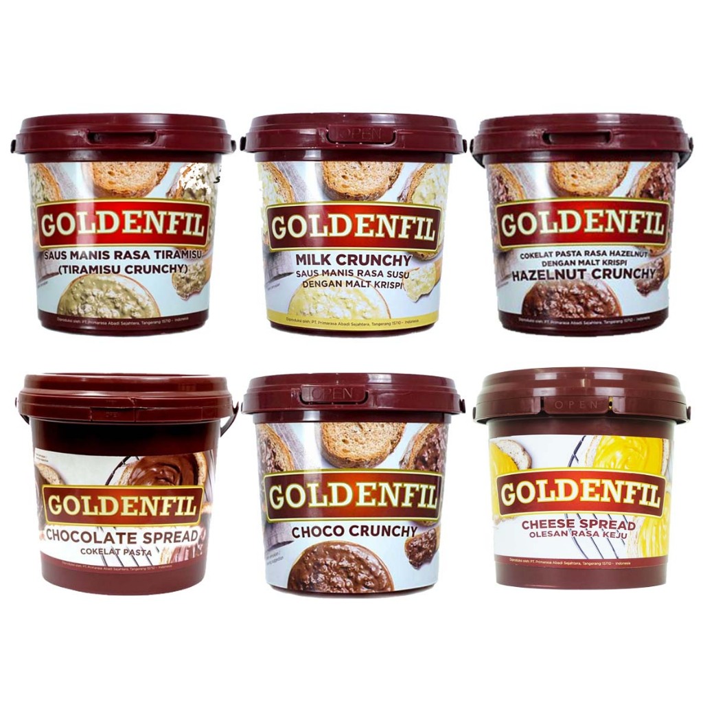 

Hazelnut crunchy goldenfil 1kg / cheese spread goldenfil 1kg / choco crunchy goldenfil 1kg / milk crunchy goldenfil 1kg / tiramisu crunchy goldenfil 1kg / chocolate spread goldenfil 1kg