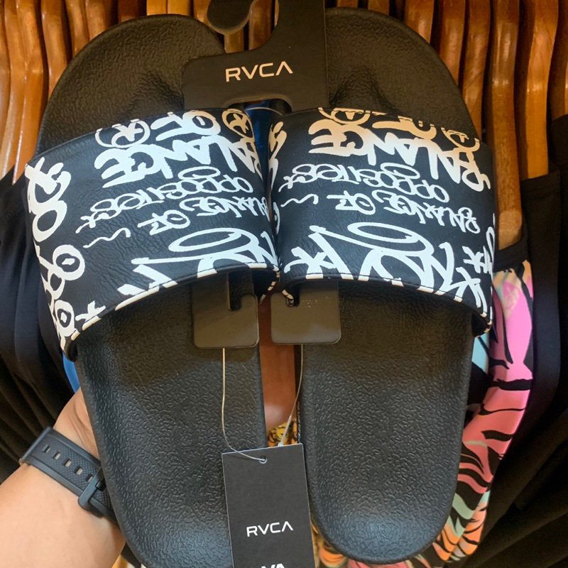 Sandal Pria Slide Rvca Original Rvca Sport Slide Black New
