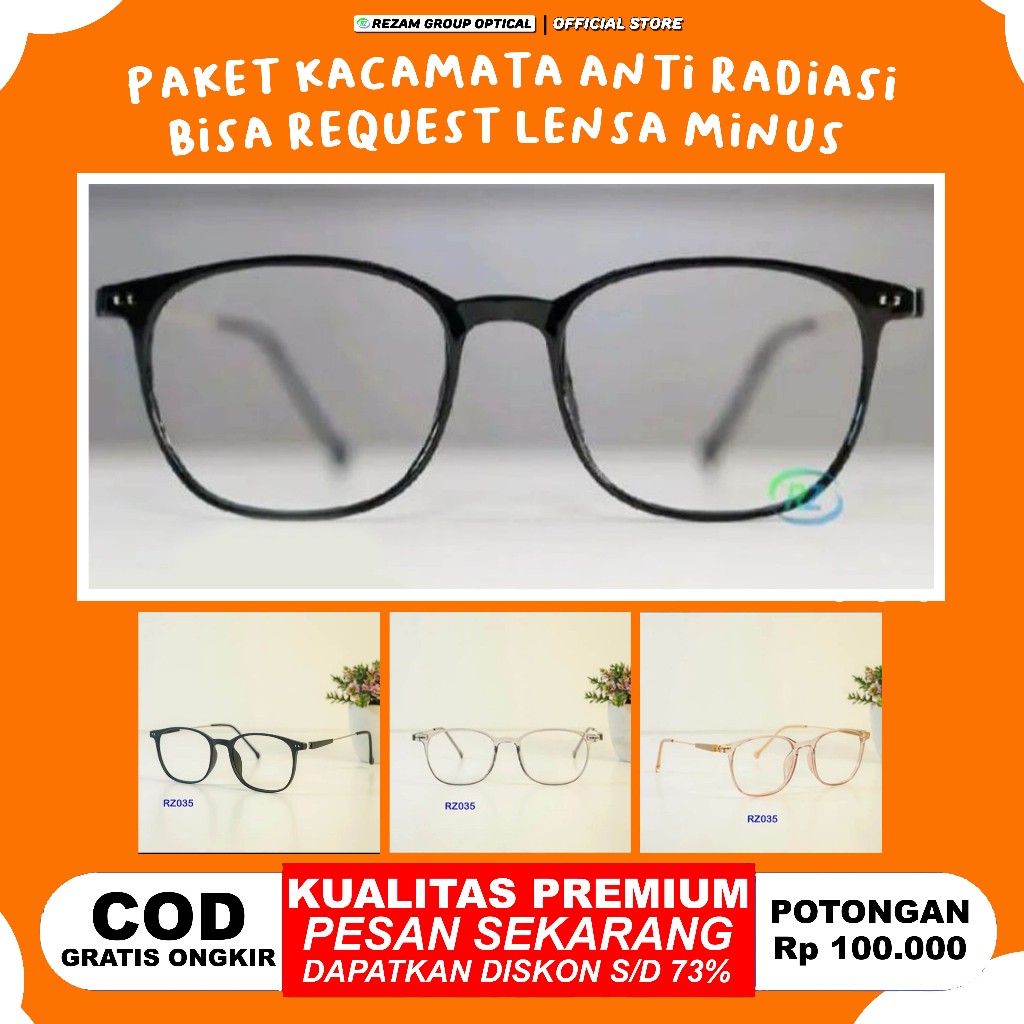 Kacamata frame bulat plastik premium kode rz035