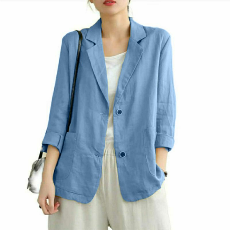PROMO TERBARU Blazer Jumbo Wanita Linen Ld 100cm sampai 140cm Dumma Blazer Blazer Korea Blazer