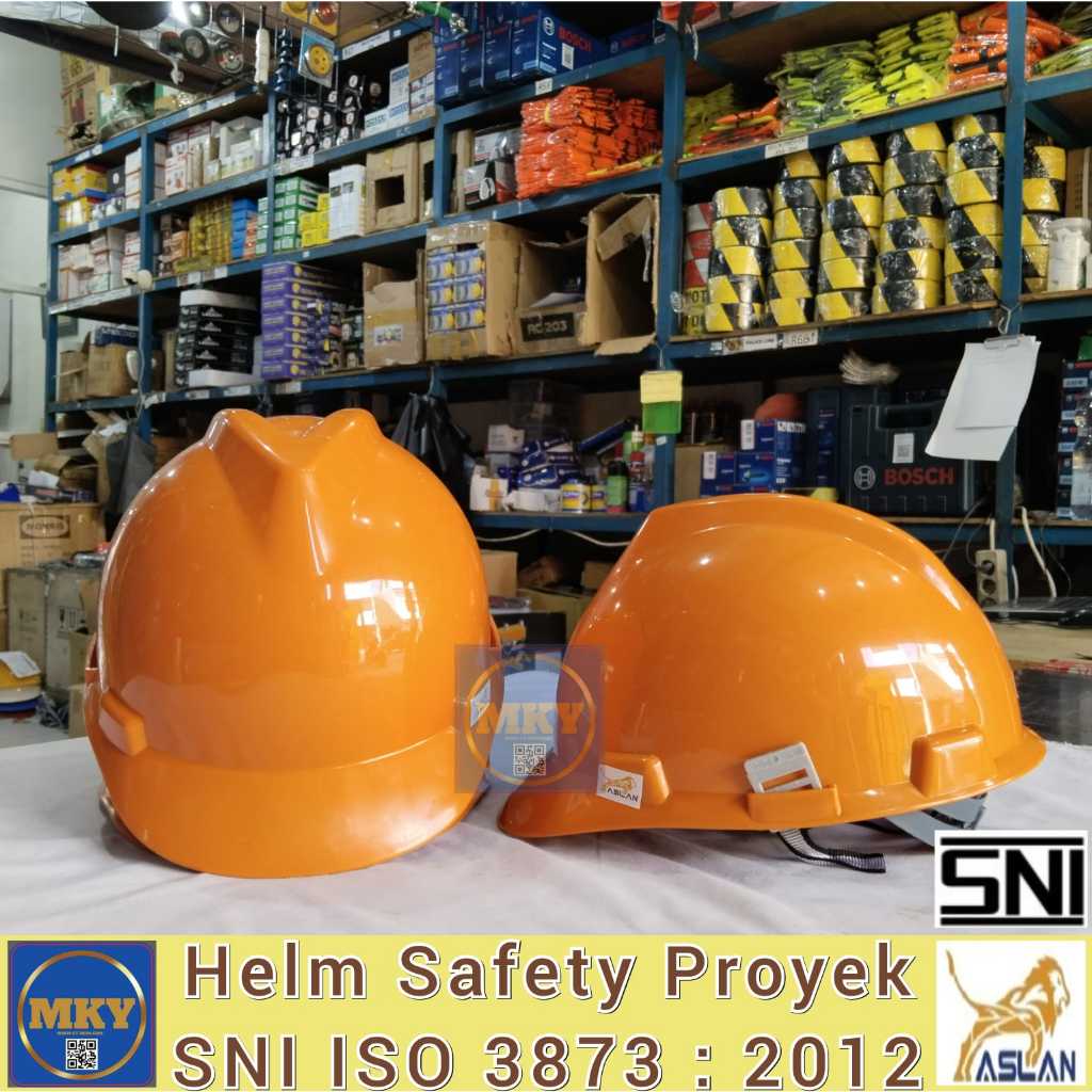 ASLAN Helm Proyek / Helm Pelindung / Safety Helmet - Orange / SAFETY HELMET HELM HELEM PROYEK KERJA 