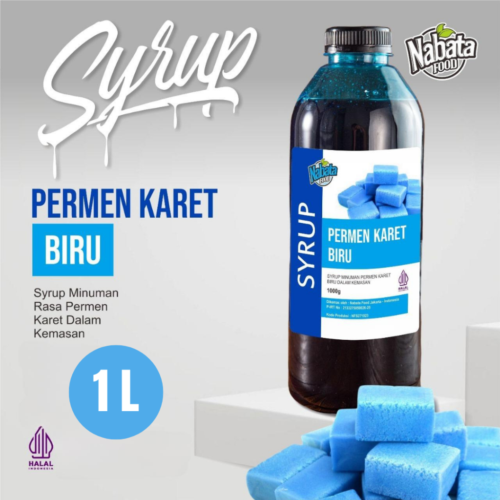 

Bubblegum Blue Syrup 1 L Nabata Food | Sirop Sirup Permen Karet Biru Merek Nabata Food