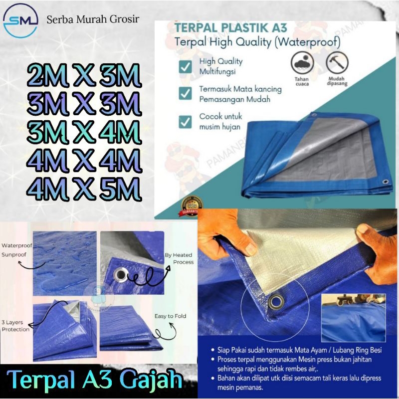 Terpal Plastik/Terpal Kolam Ikan/Tenda Warung/Terpal A3 Gajah