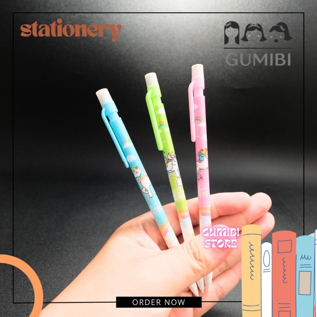 

(12pcs) Pensil Cetek Unicorn Pensil Mekanik Kuda Poni Pensil 2B collection Unicorn PCM-1032