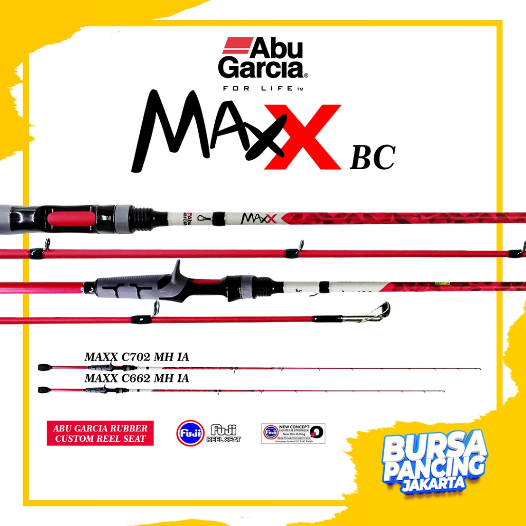 ABU GARCIA Joran Baitcasting MAX X 198CM - 210CM Hi Carbon Material Sambung 2 Carbon Full Fuji Untuk