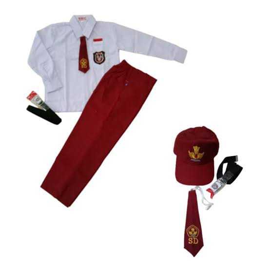 Setelan Anak Seragam Sekolah SD Lengan Panjang Cowok Kelas 1-6