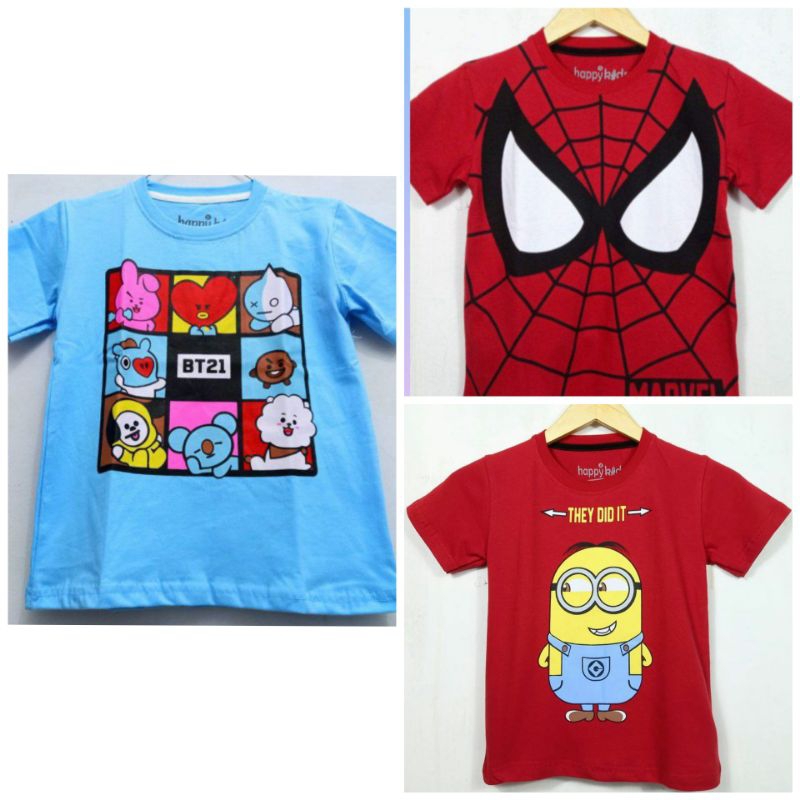 KAOS ANAK LAKI LAKI KARAKTER MINION THEY DID IT MERAH/KAOS ANAK COWOK GAMBAR MINION/MINION/BT21 BIRU