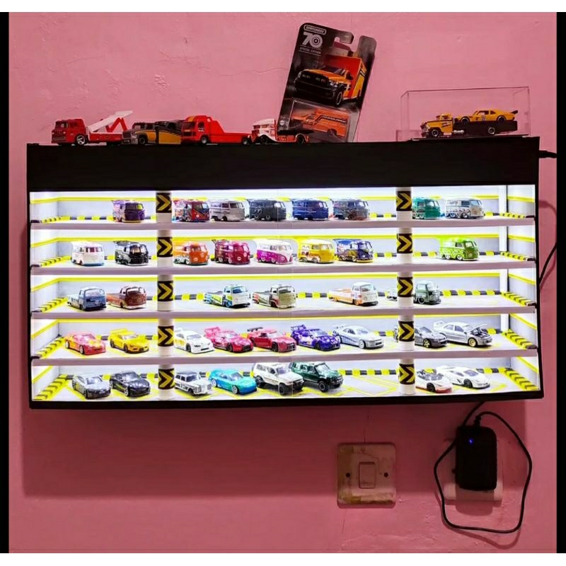 Rak HotWheels / Rak HotWheels Diecast Led / Rak Display Diecast Parkir / Rak Display Mainan