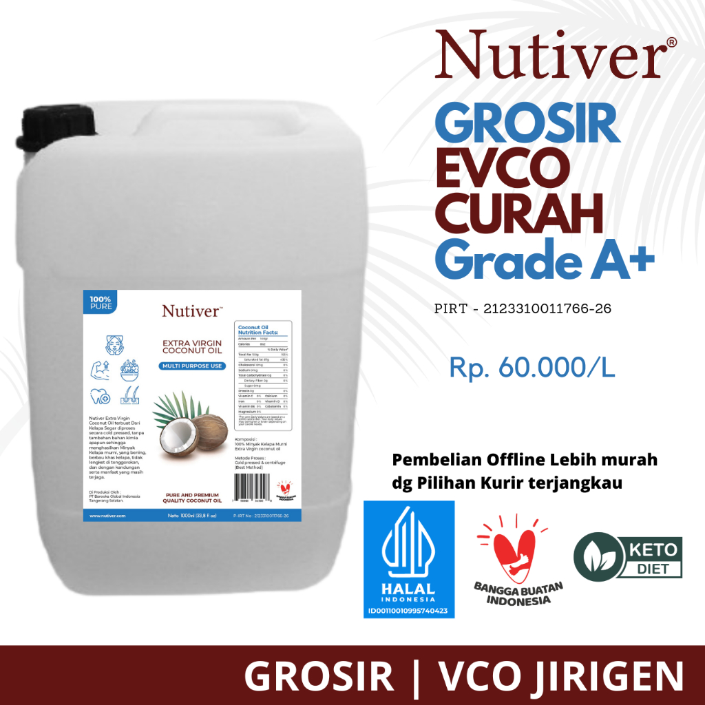 

NUTIVER VCO / MINYAK KELAPA MURNI 100% / EXTRA VIRGIN COCONUT OIL