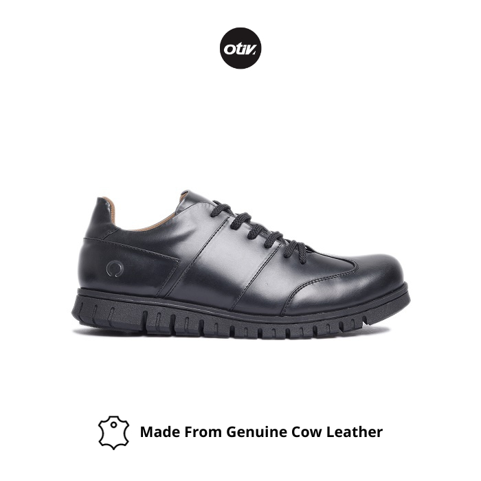 OTIV Neo Bianca Black - Sepatu Sneakers Kulit Asli Pria