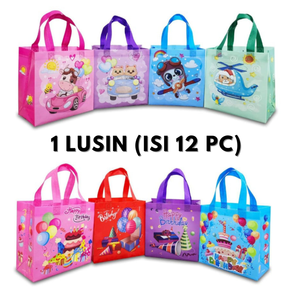 

RB 1 Lusin ( isi 12 pcs ) Tas Spunbond Laminasi 21x22x11 Lipat Samping & standing / Tas Serba Guna