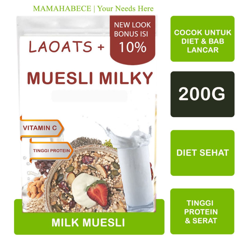

Muesli Minuman Diet Susu Penurun Berat Badan Pelangsing Badan Muesli Granola Slim Fit Laoats (200G)