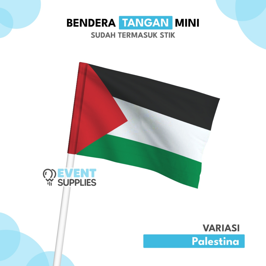 Bendera Tangan Stik Palestina / Bendera Mini Flag Palestina 22x15cm