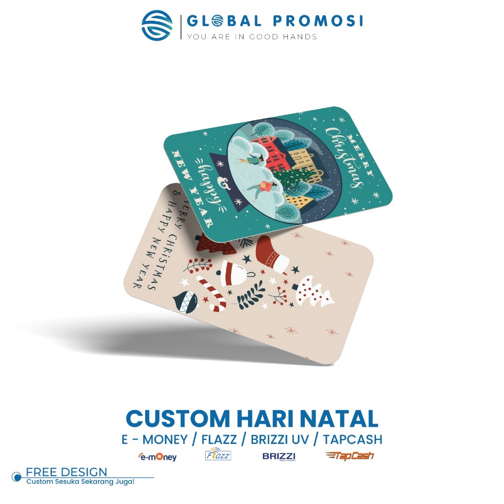 eMoney / Brizzi / E-Money / Flazz Gen 2/ eToll/ TapCash  Mandiri Custom Natal Cetak Print UV Design