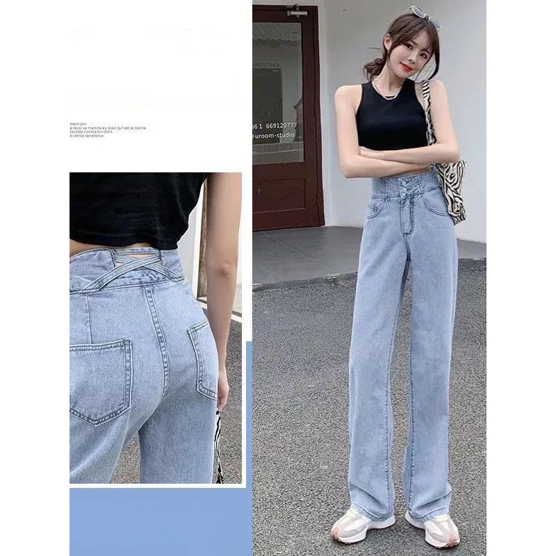Celana Panjang Wanita Loose Jeans Tali Silang