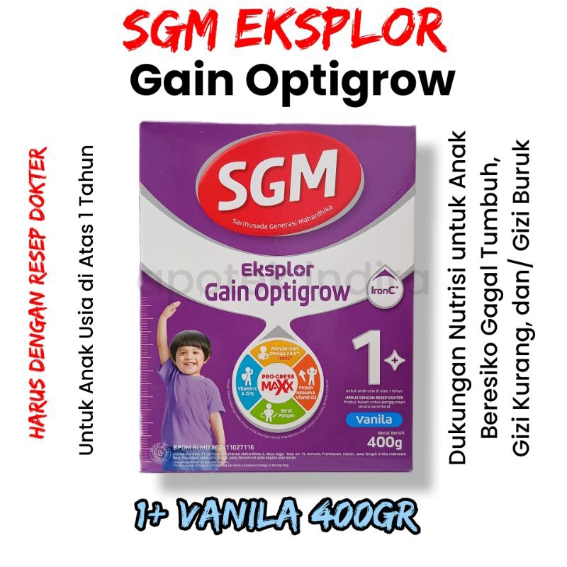 SGM EKSPLOR GAIN OPTIGROW 1+(>1 TAHUN) VANILA 400G
