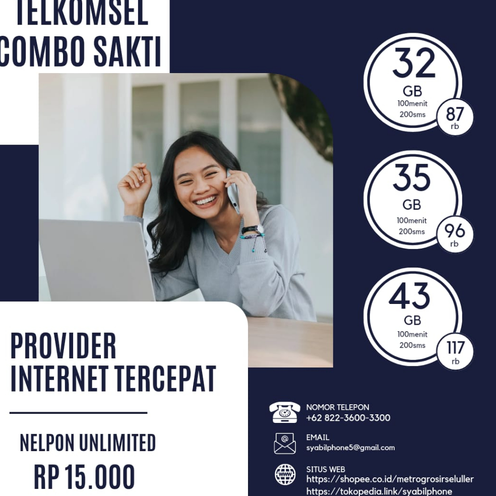 Terbaik.. KARTU SAKTI COMBO 30GB PLUS PAKET NELPON UNLIMITED