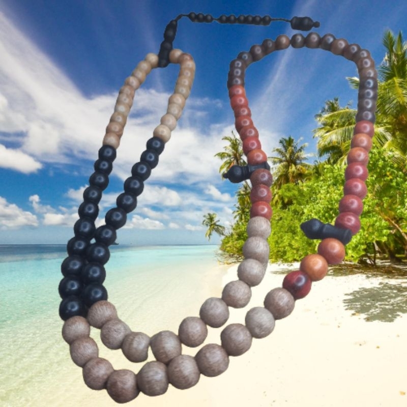 kalung tasbih kombinasi 5 kayu 8mm tasbih kayu kelor hitam kayu secang  kayu gaharu kayu cendana
