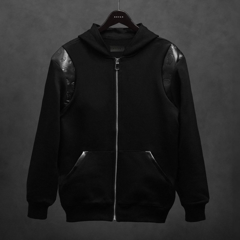 Zip Hoodie Rucas “Embossed Paisle Leather”