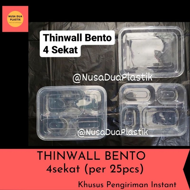 Thinwall Bento 4 Sekat Kotak Bento Plastik
