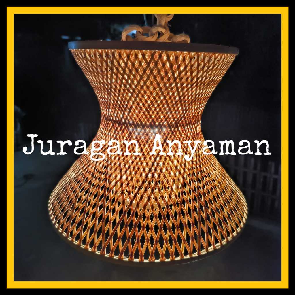 Kap Lampu Gantung Estetik Model N Anyaman Bambu Dekorasi Ruangan Minimalis Cafe Resto Resort Villa H