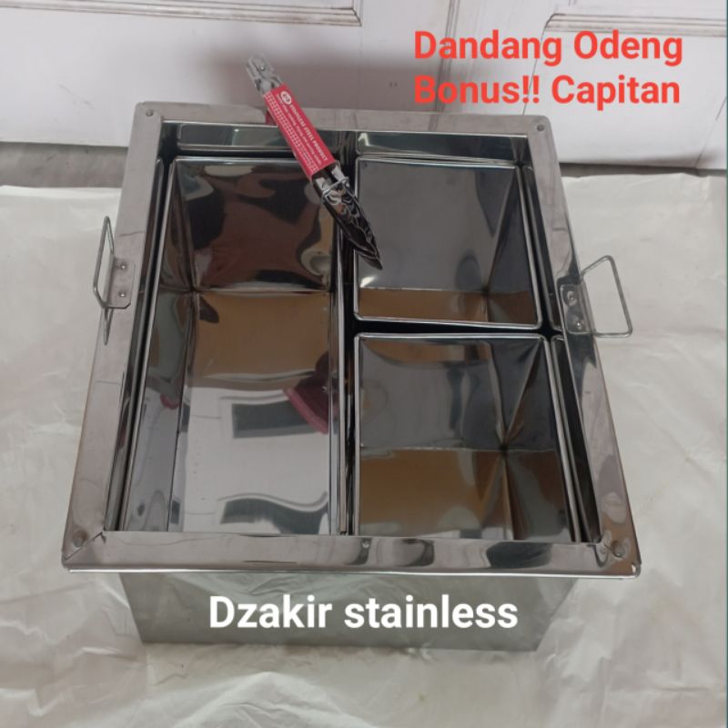 dandang odeng sekat 3 loyang/panci oden kotak/dandang shabu stainless