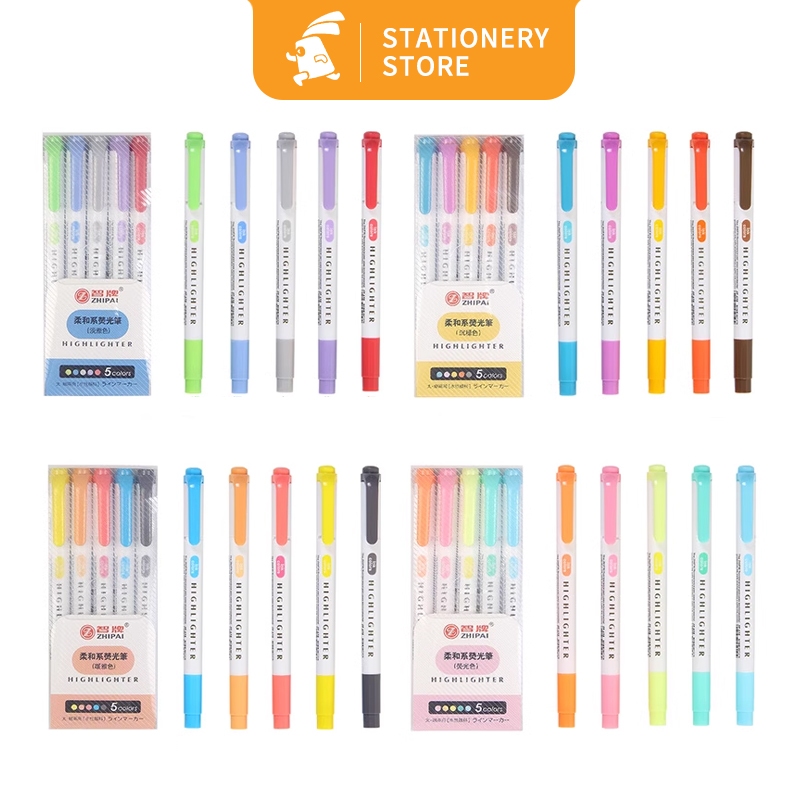 

Highlighter Penanda Pen Highlighter Macaroon 5 Warna -Rabbit Stationery
