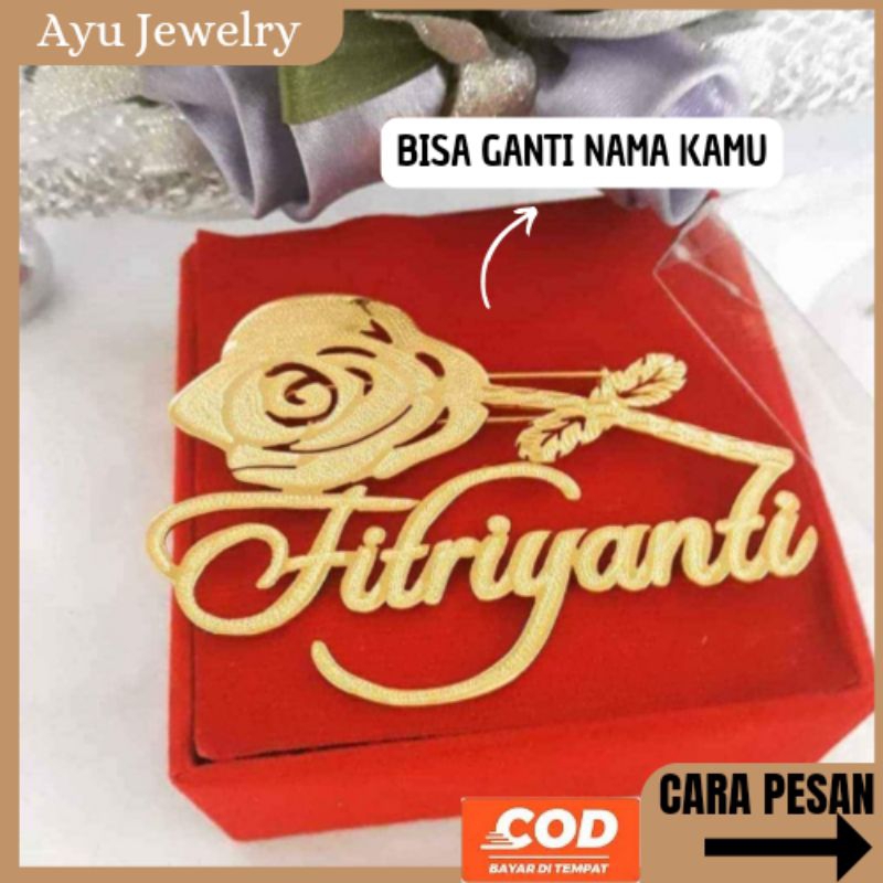 Bros Bunga Mawar Titanium Bros Custom Nama Pin Nama