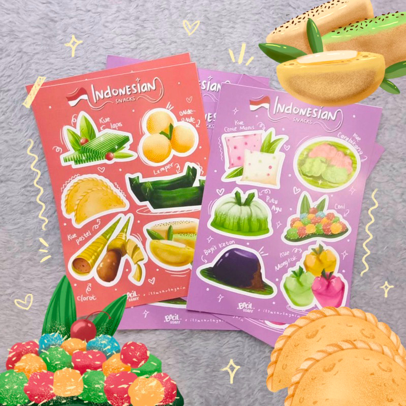 

[bocilstaff] STIKER AESTHETIC Indonesian Snacks - Cemilan Indonesia Sticker Sheet | Sticker Hp| Stiker Diary| Stiker Laptop| Jurnal| Stiker Kawaii| Stiker Custom