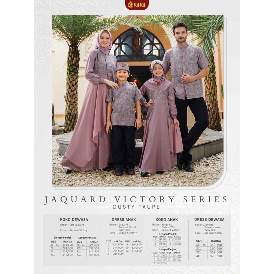 BIG SALE  BAJU SARIMBIT KELUARGA/SARIMBIT KEKE JAQUARD VICTORY SERIES DUSTY TAUPE BY KEKE POLOS KEKI