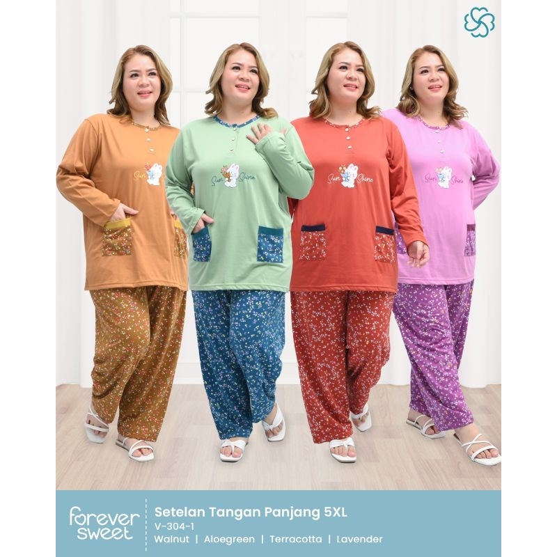 TERMURAH FOREVER SWEET GROSIR/SERI BABYDOLL PIYAMA SETELAN PP JUMBO XXL-2L-5XL-XXXXXL (SERI 4WARNA)
