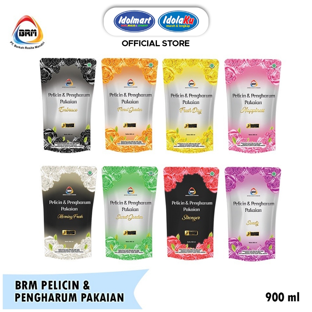 IDOLMART BRM Pelicin & Pengharum Pakaian Refill 900 ml Pewangi Loundry Original