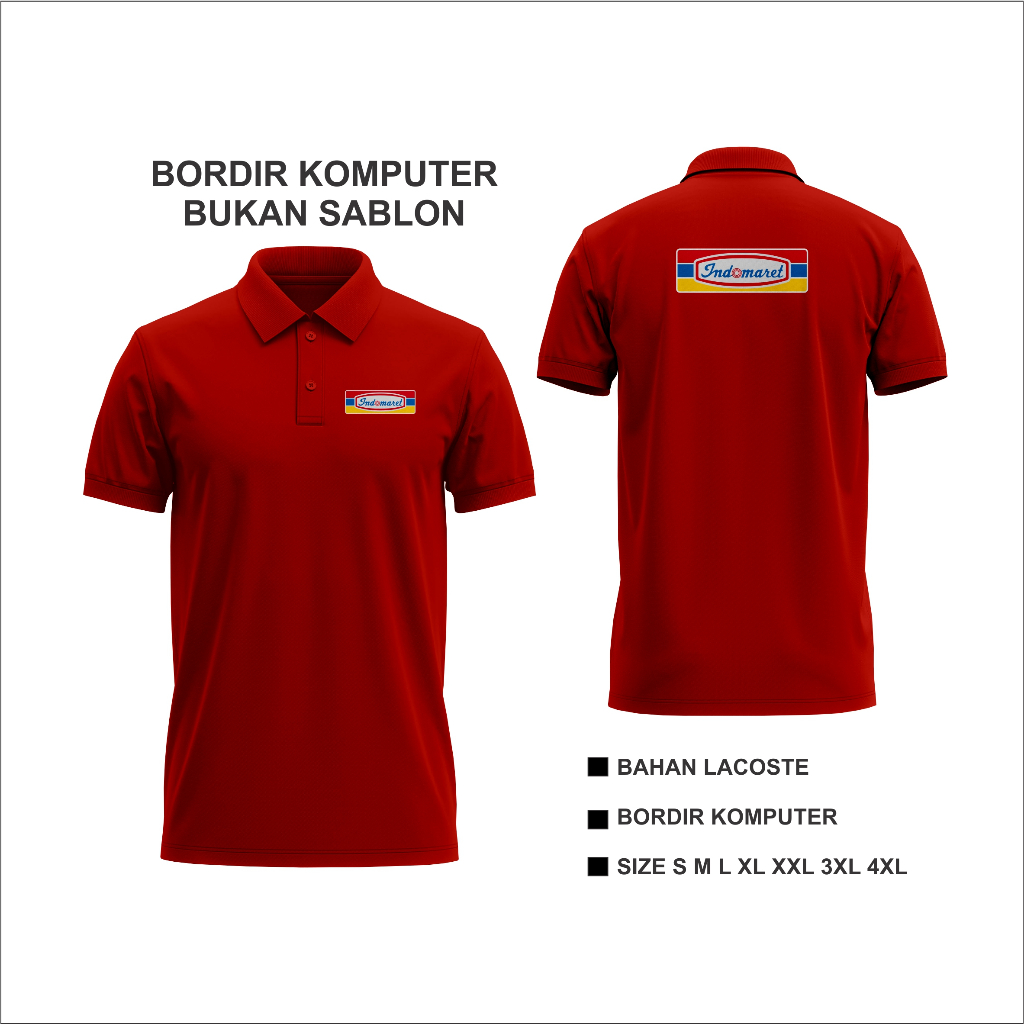 Baju Indomart bordir kaos indomart Polo Indomart Bordir