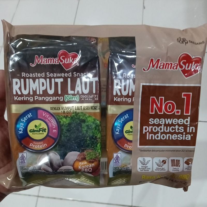 

Mahbubah - Mama Suka 4.5 g @2 pcs Rumput Laut Kering Panggang Rasa Korean BBQ
