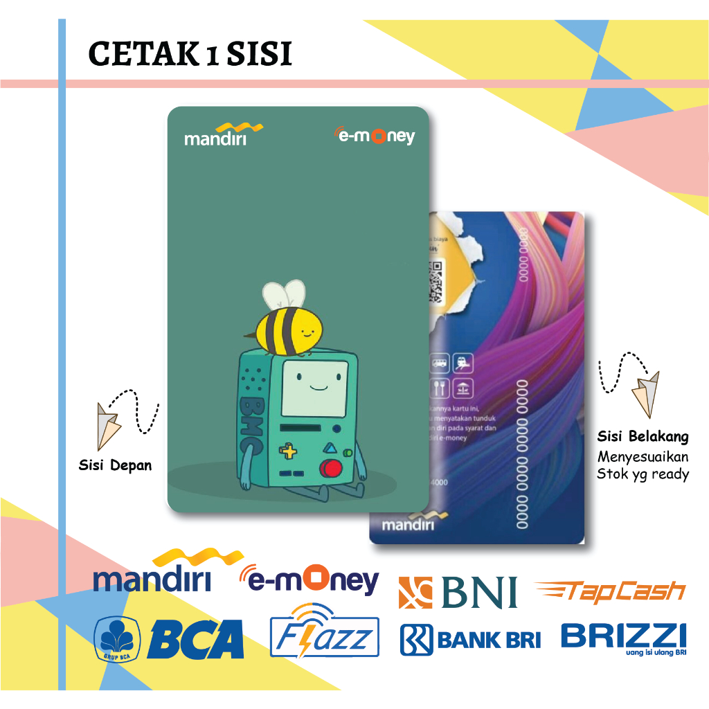 KARTU EMONEY E TOLL ANIME BMO ADVENTURE TIME MANDIRI FLAZZ BCA GEN 2 BNI TAPCASH BRIZZI BRI - 1 SISI
