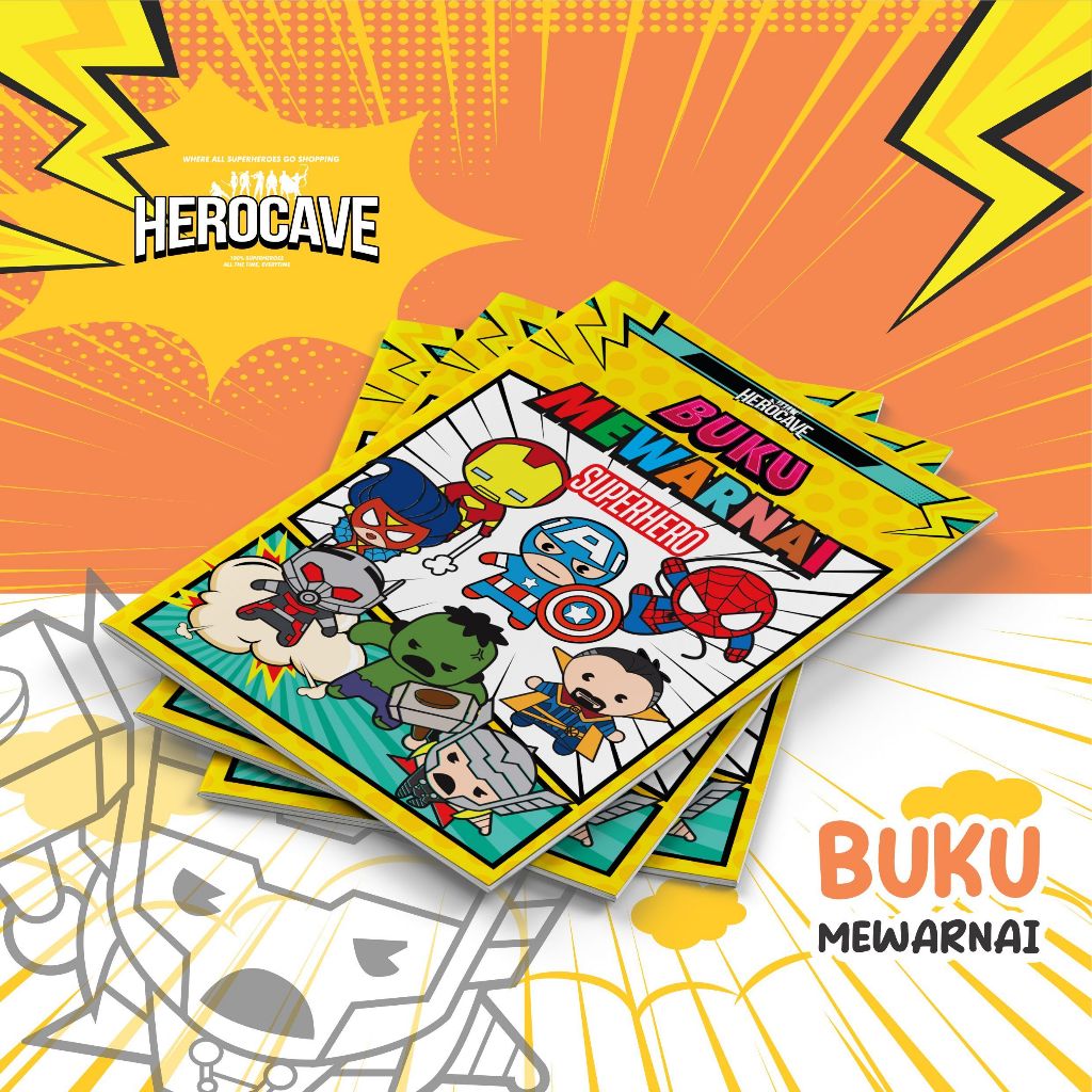 

Buku Mewarnai Anak/Buku Gambar Mewarnai Karakter Hero/Buku Mewarnai Free Sticker Lucu